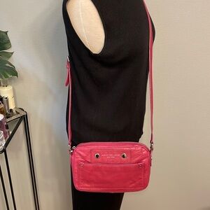 Marc By Marc Jacobs Raspberry Leather Crossbody with Silver Hardwarel